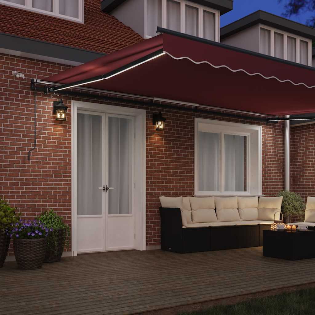 Tenda na automatsko uvlačenje s LED svjetlima bordo 500x300 cm
