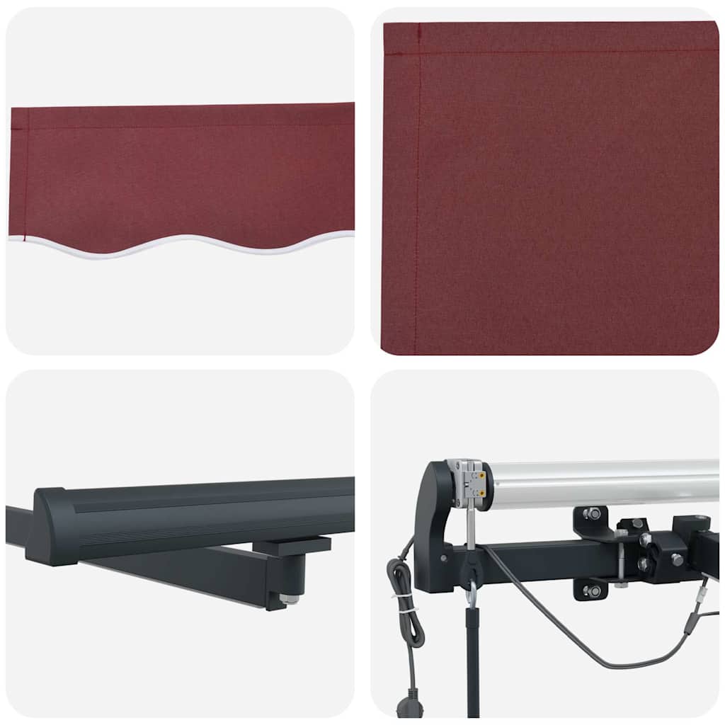 Tenda na automatsko uvlačenje s LED svjetlima bordo 500x300 cm