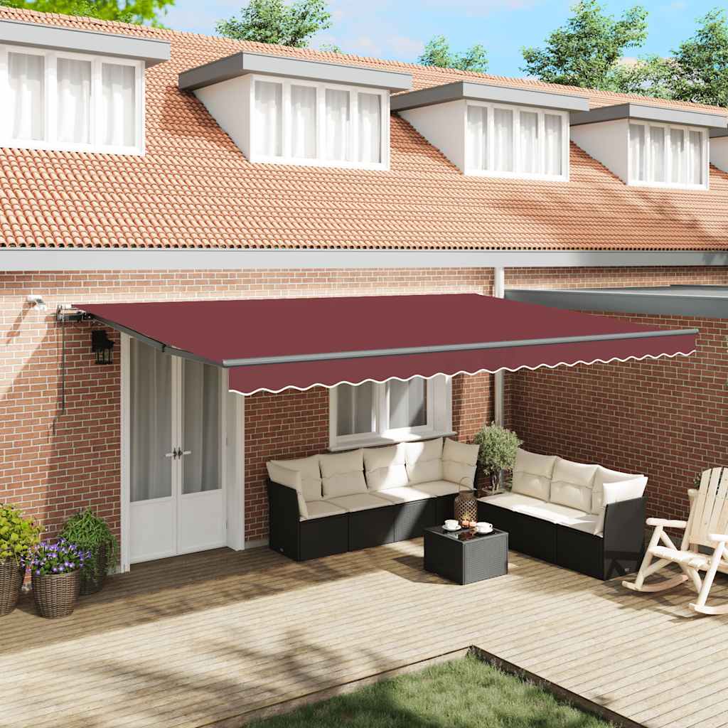 Tenda na automatsko uvlačenje s LED svjetlima bordo 500x300 cm