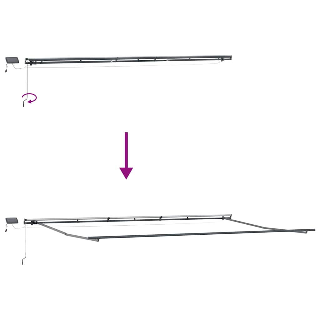 Tenda na ručno uvlačenje s LED svjetlima bordo 600 x 300 cm