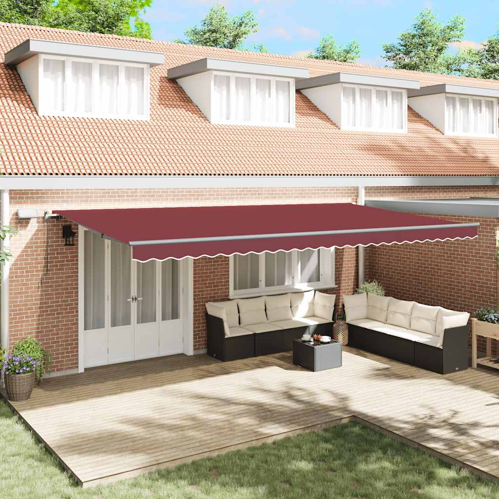 Tenda na ručno uvlačenje s LED svjetlima bordo 600 x 300 cm