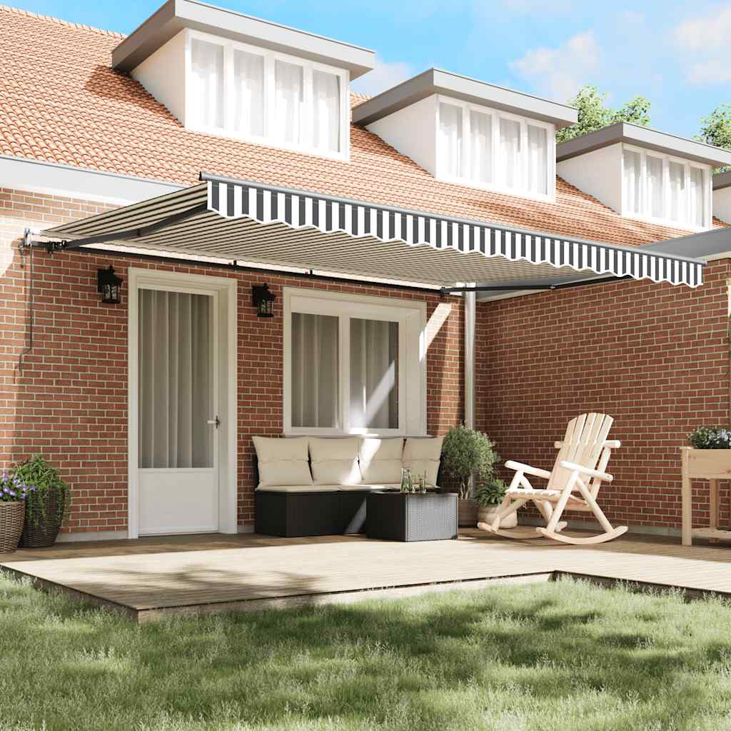 Tenda na automatsko uvlačenje antracit i bijela 450x300 cm