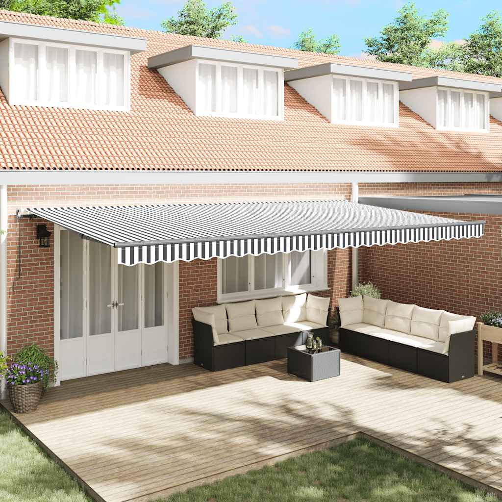 Tenda na ručno uvlačenje antracit i bijela 600x300 cm