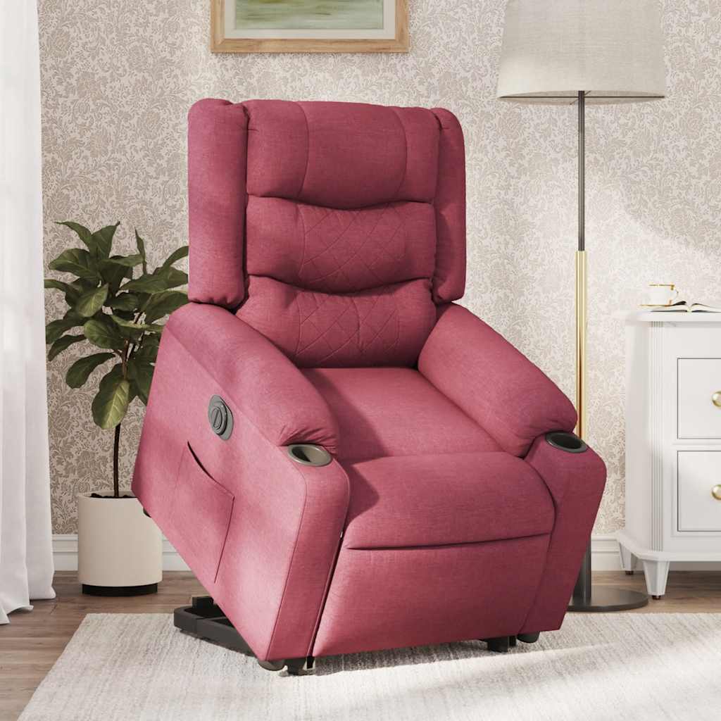 Električni naslonjač na podizanje od tkanine boja vina