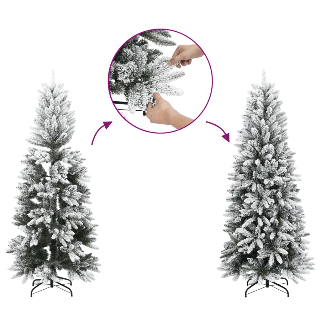 Umjetno tanko božićno drvce s pahuljastim snijegom 120 cm PVC i PE