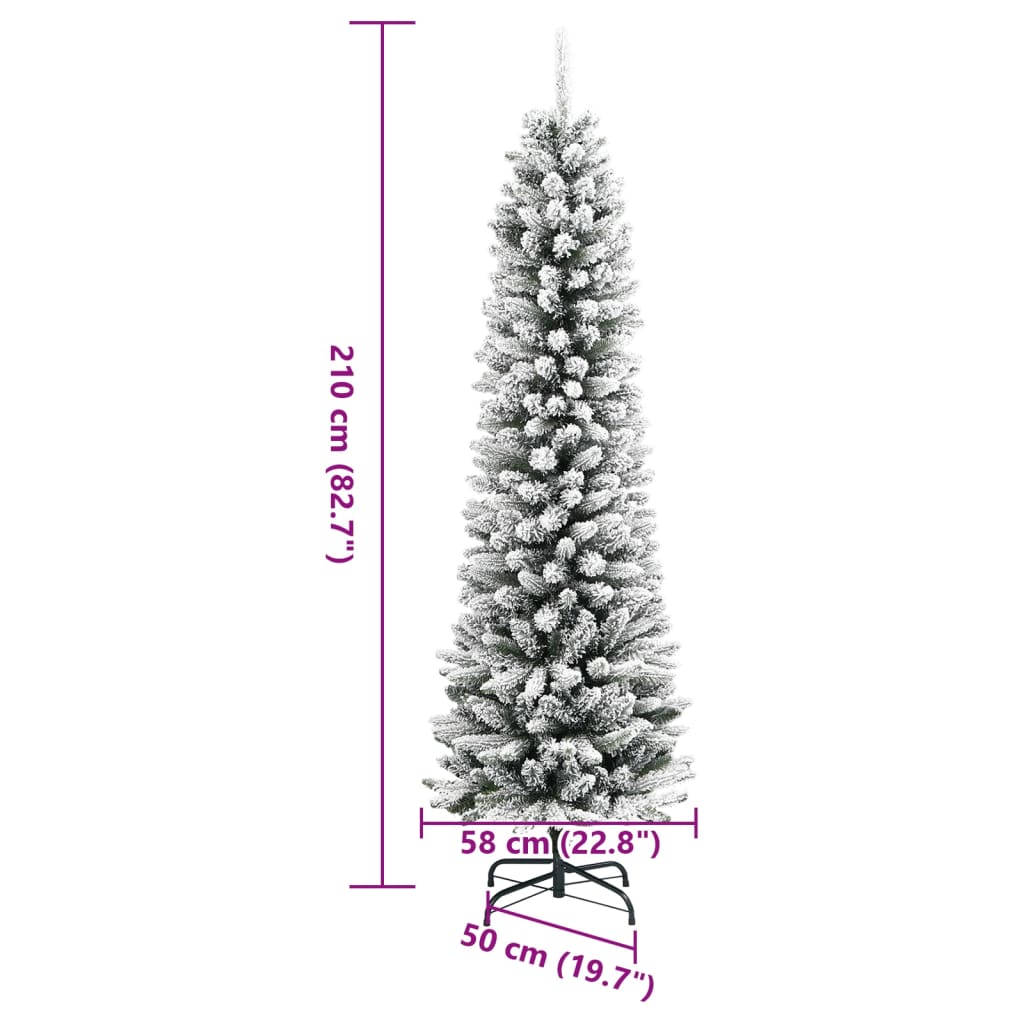 Umjetno usko božićno drvce sa snijegom 210 cm PVC i PE