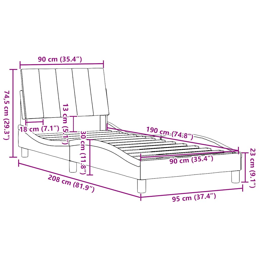 Okvir za krevet bez madraca Hanko crni 90x190cm od tkanine