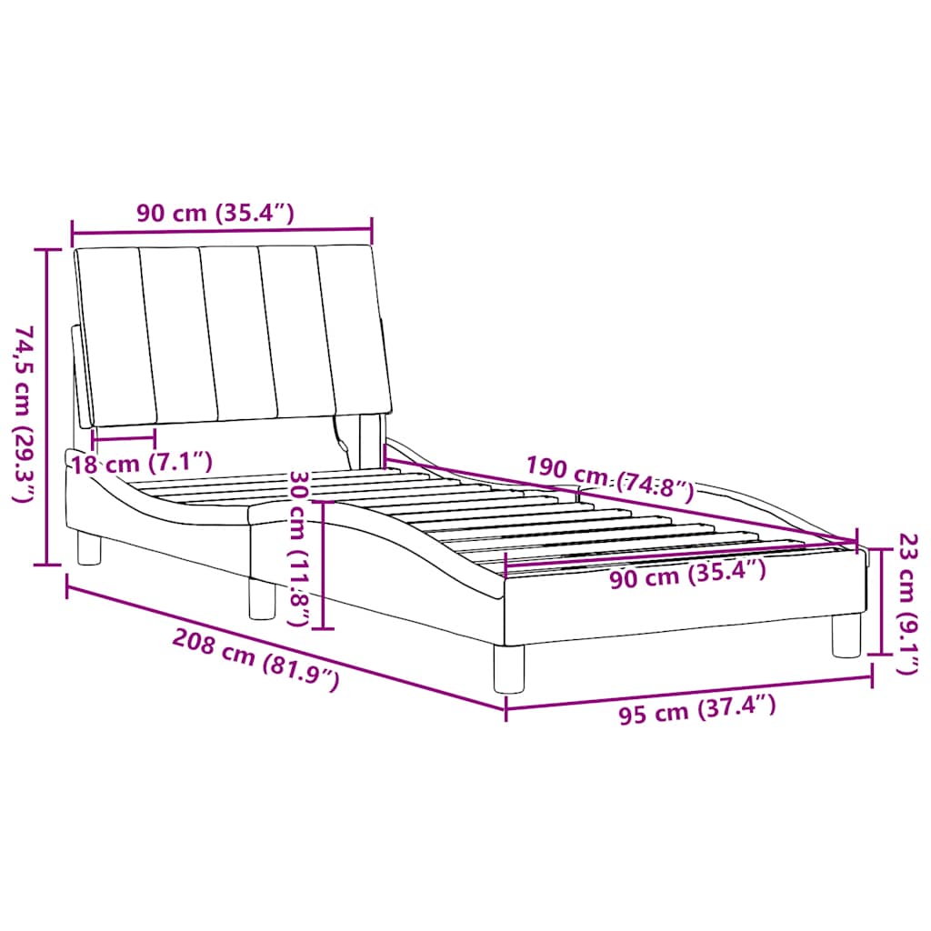 Okvir za krevet bez madraca Hanko crni 90x190cm od tkanine