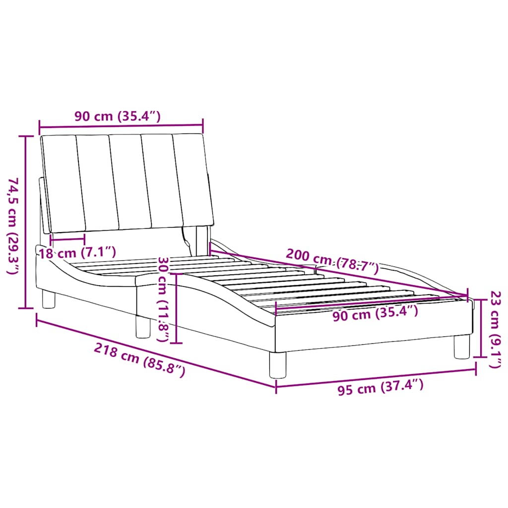Okvir za krevet bez madraca Hanko tamnosivi 90x200 cm od tkanine