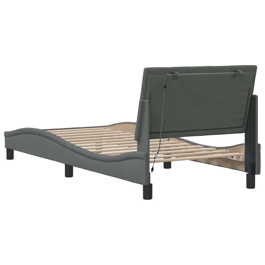 Okvir za krevet bez madraca Hanko tamnosivi 90x200 cm od tkanine