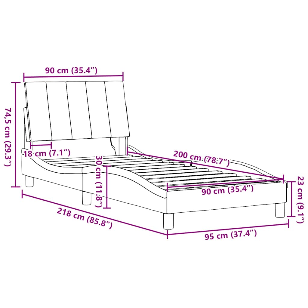Okvir za krevet bez madraca Hanko crni 90x200cm od tkanine