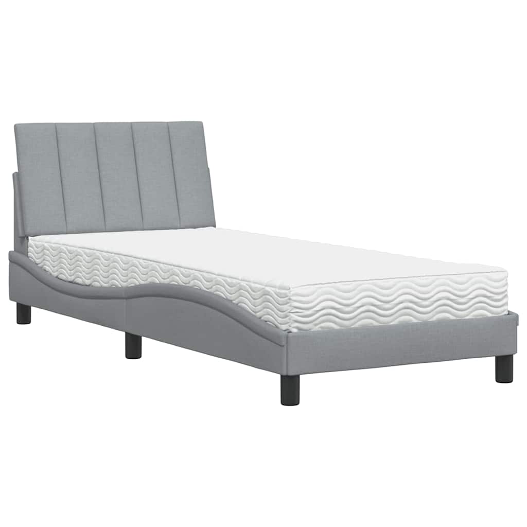 Krevet s madracem Hanko svjetlosivi 80x200cm tkanina
