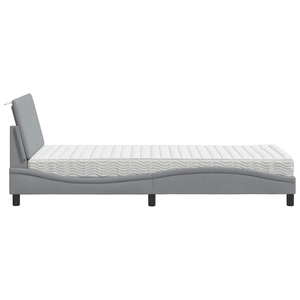 Krevet s madracem Hanko svjetlosivi 80x200cm tkanina