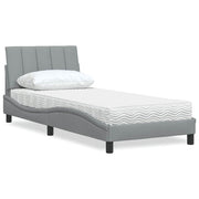 Krevet s madracem Hanko svjetlosivi 80x200cm tkanina