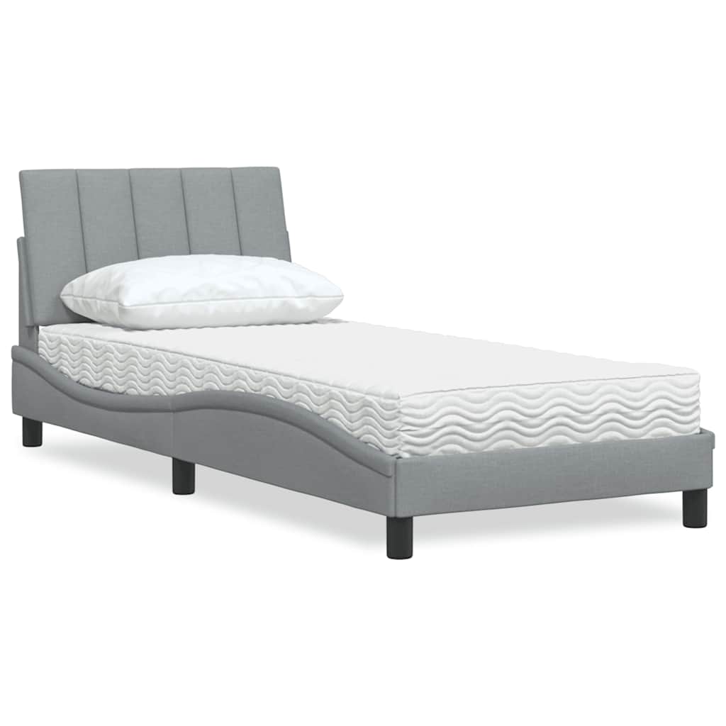 Krevet s madracem Hanko svjetlosivi 80x200cm tkanina