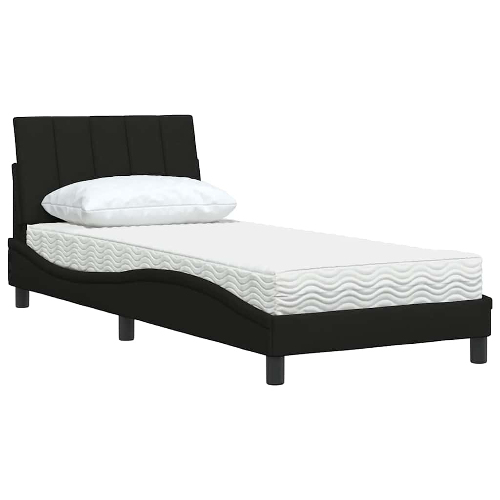 Krevet s madracem Hanko crni 80 x 200 cm od tkanine