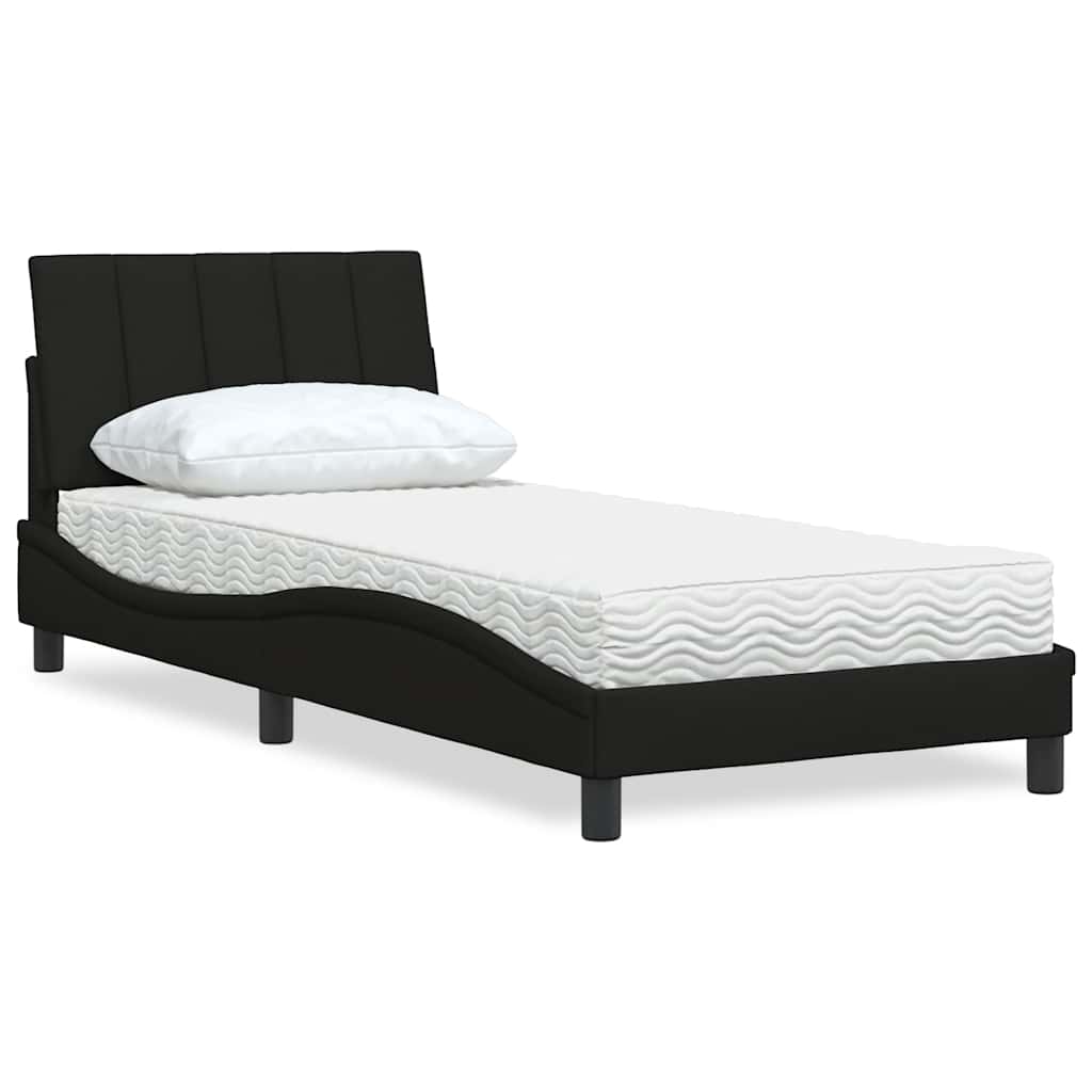 Krevet s madracem Hanko crni 80 x 200 cm od tkanine