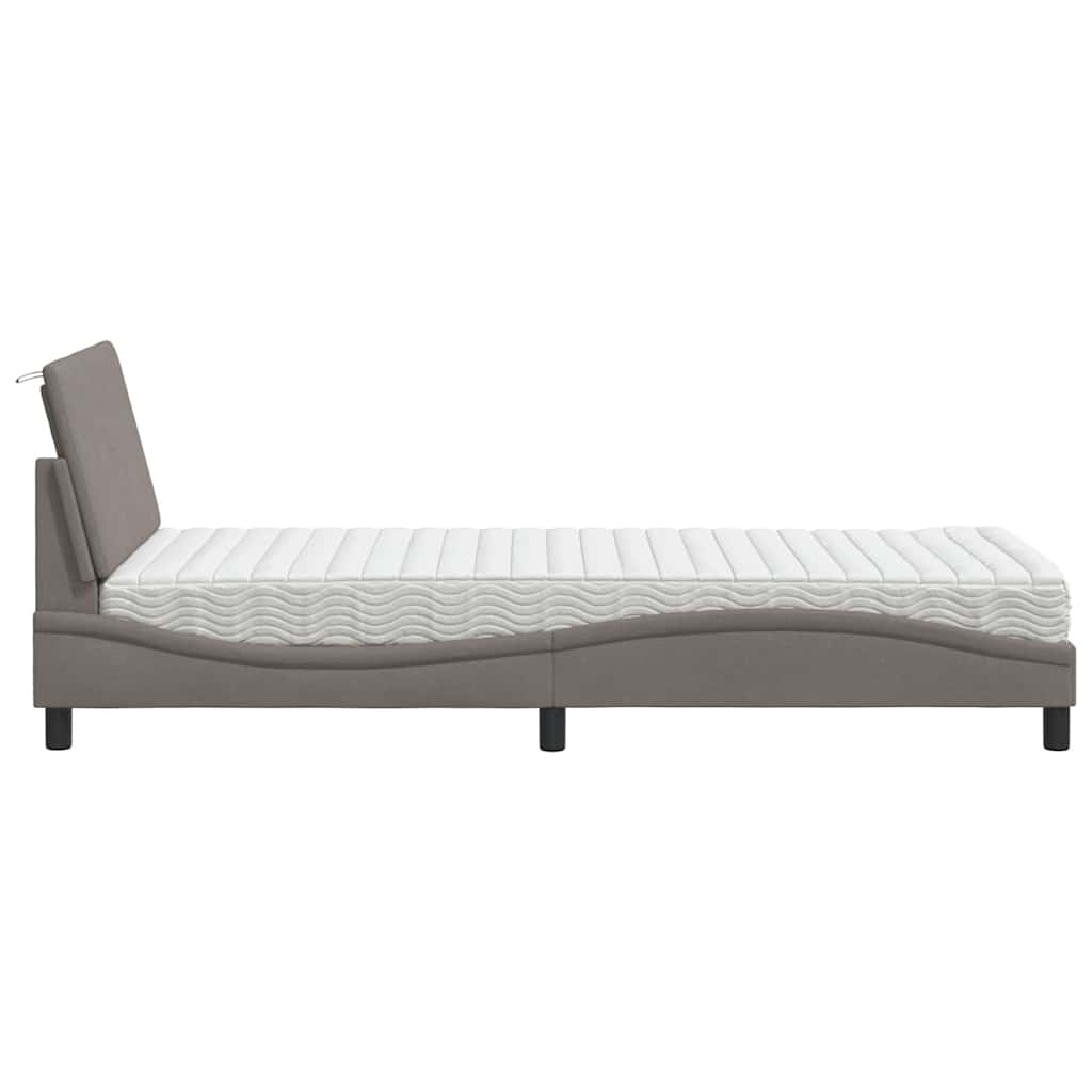 Krevet s madracem Hanko smeđesivi 80x200 cm od tkanine