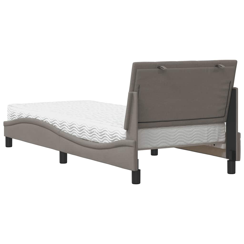 Krevet s madracem Hanko smeđesivi 80x200 cm od tkanine