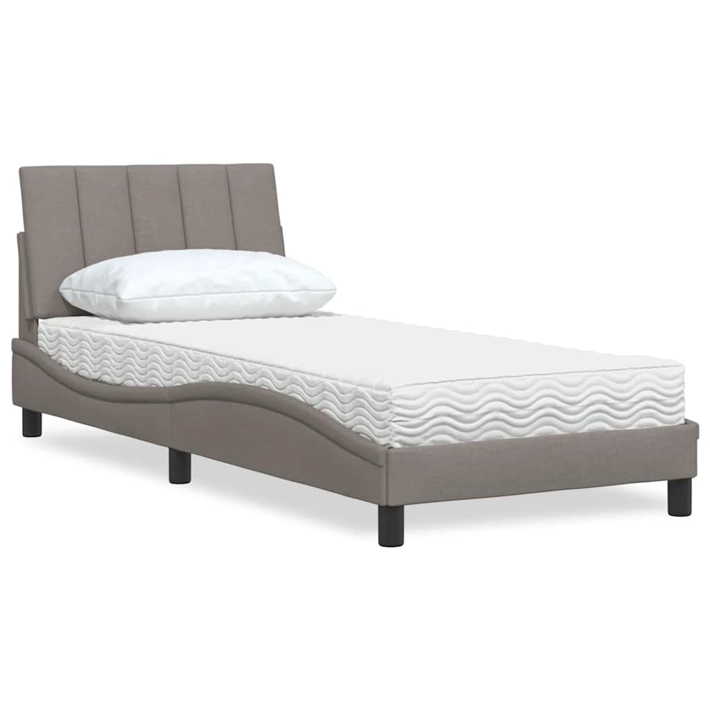 Krevet s madracem Hanko smeđesivi 80x200 cm od tkanine