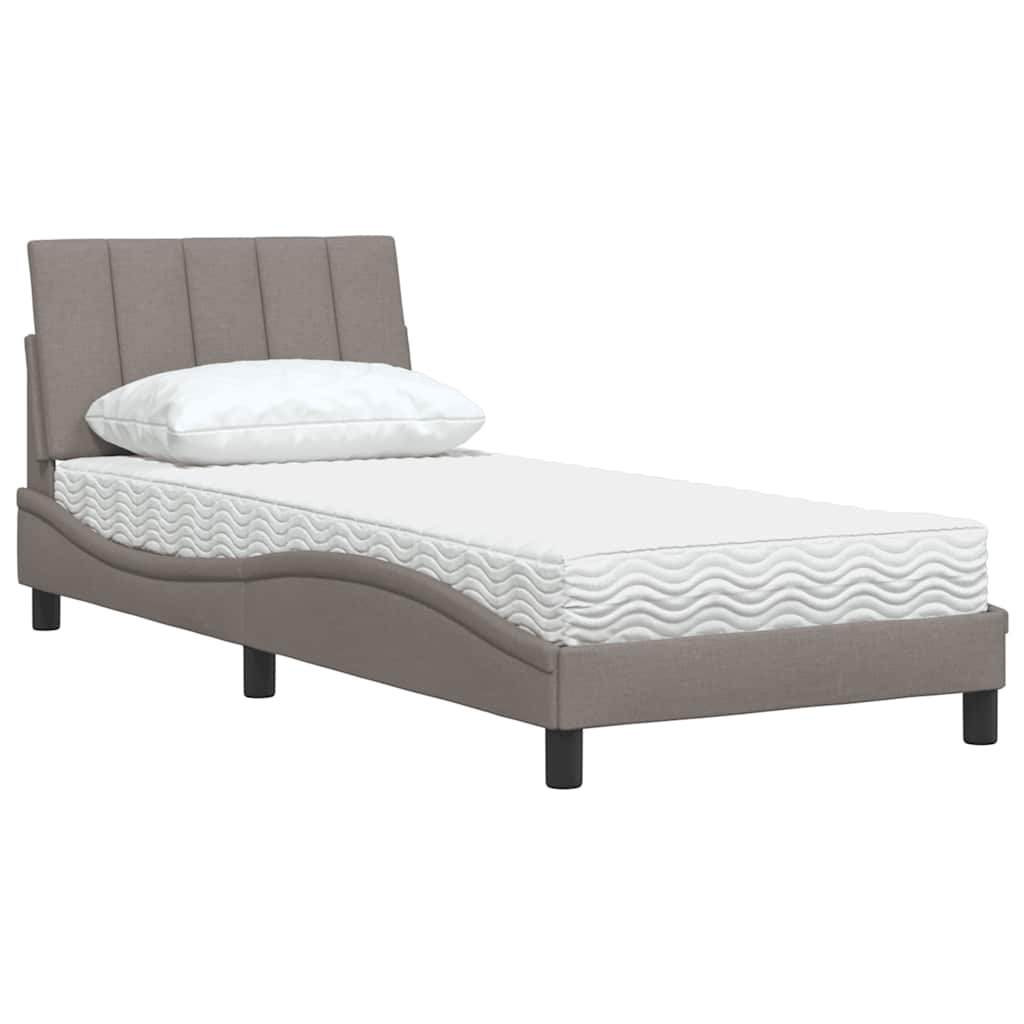 Krevet s madracem Hanko smeđesivi 90x190 cm od tkanine
