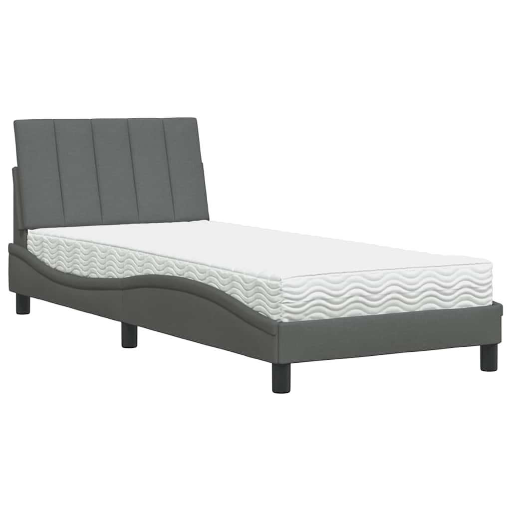 Krevet s madracem Hanko tamnosivi 90x200 cm od tkanine