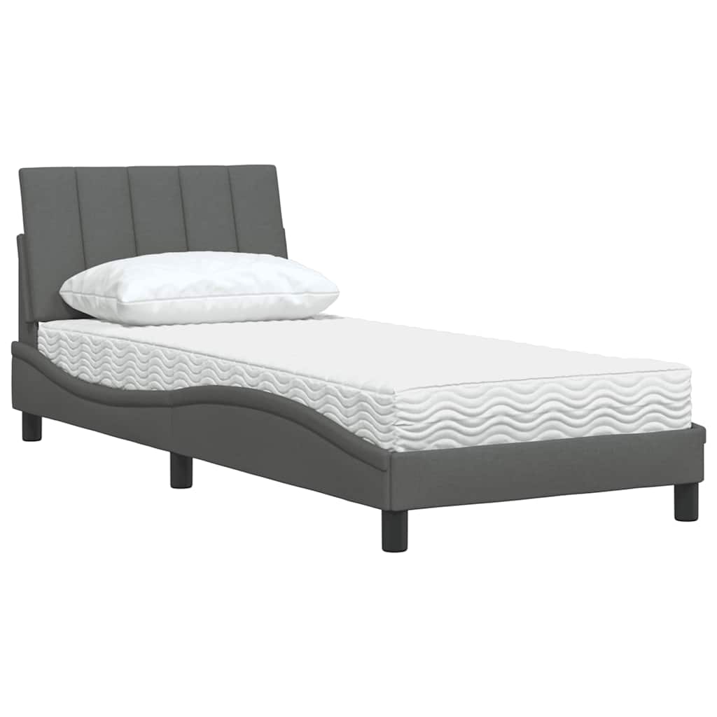 Krevet s madracem Hanko tamnosivi 90x200 cm od tkanine