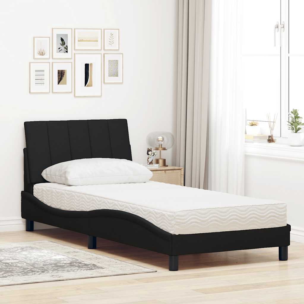 Krevet s madracem Hanko crni 90x200 cm od tkanine