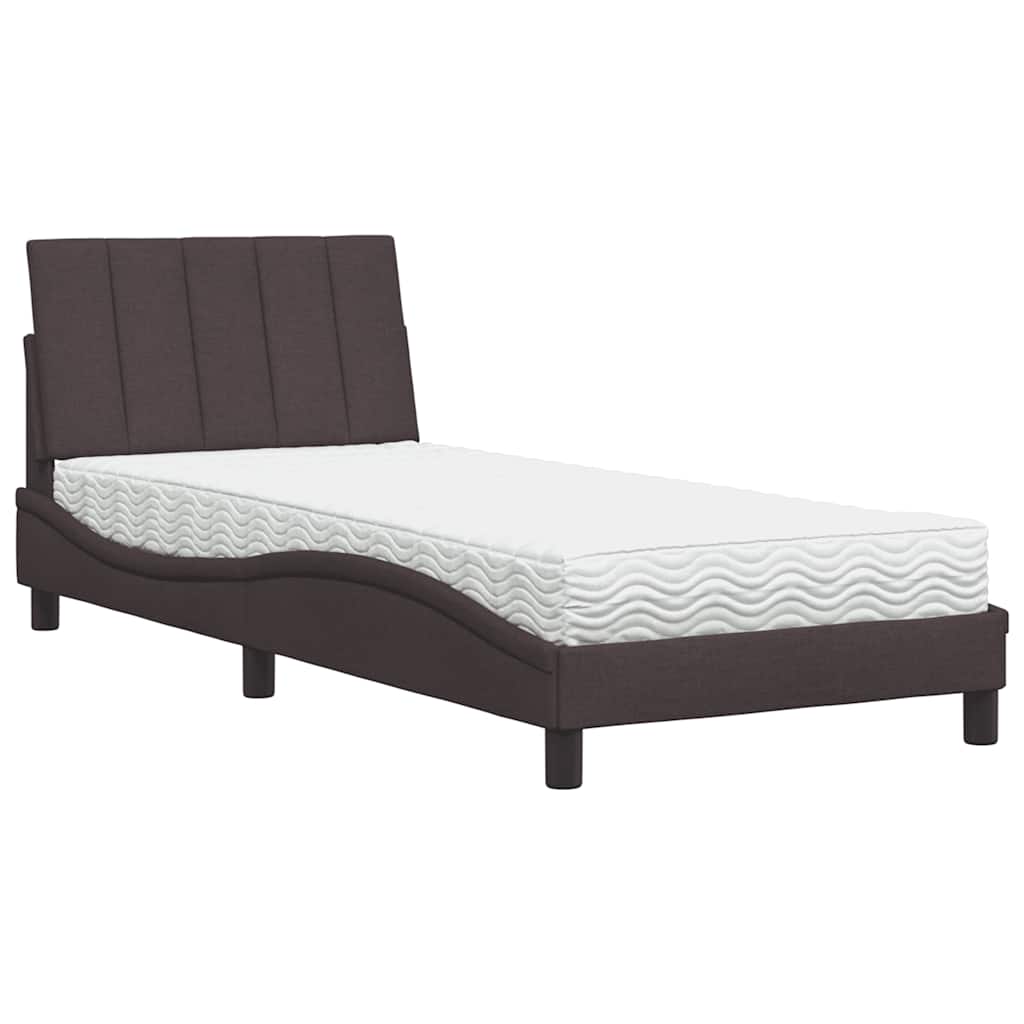 Krevet s madracem Hanko tamnosmeđi 90 x 200 cm od tkanine