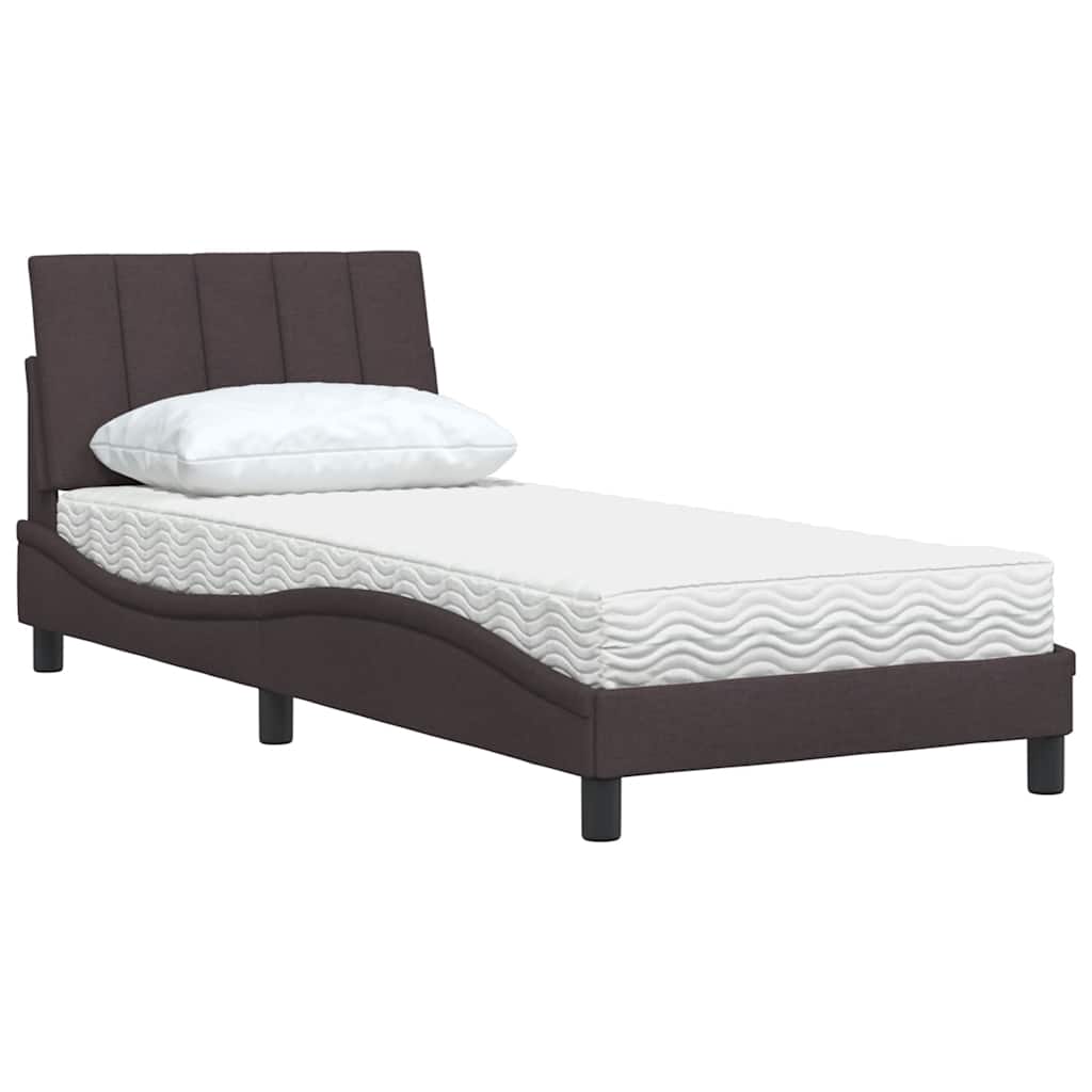 Krevet s madracem Hanko tamnosmeđi 90 x 200 cm od tkanine