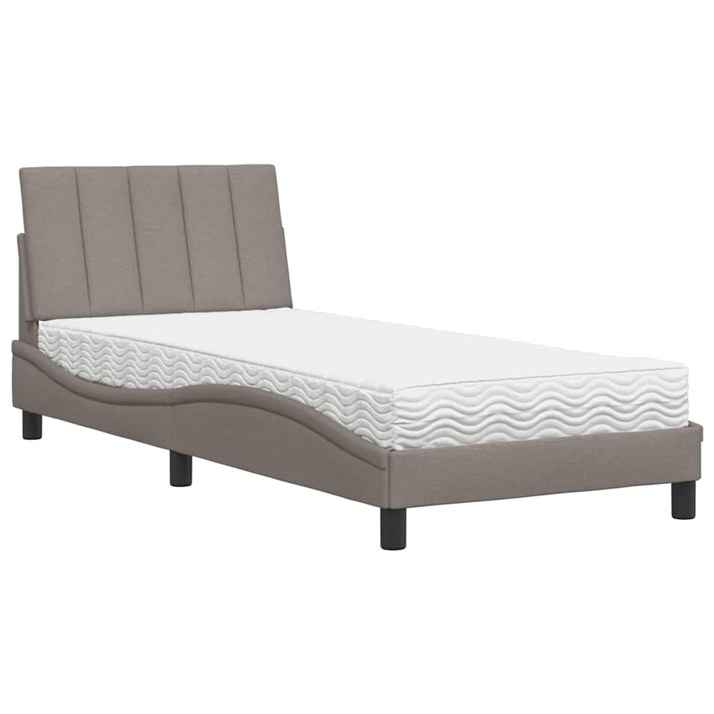 Krevet s madracem Hanko smeđesivi 90x200 cm od tkanine