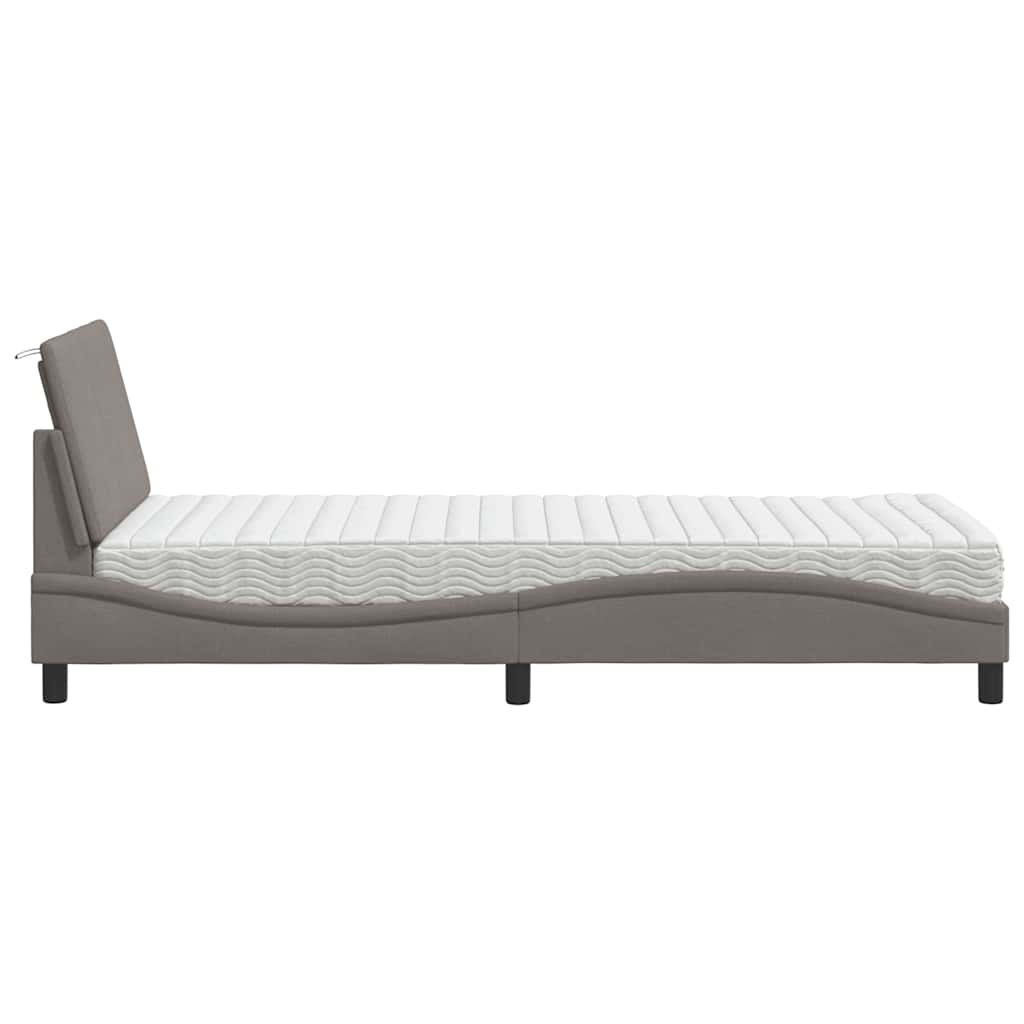 Krevet s madracem Hanko smeđesivi 90x200 cm od tkanine
