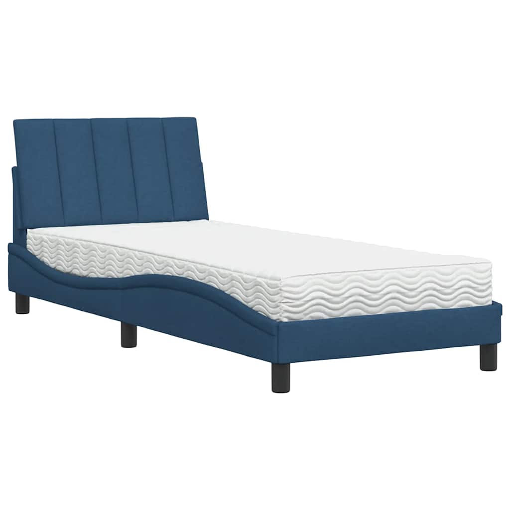 Krevet s madracem Hanko plavi 90 x 200 cm od tkanine