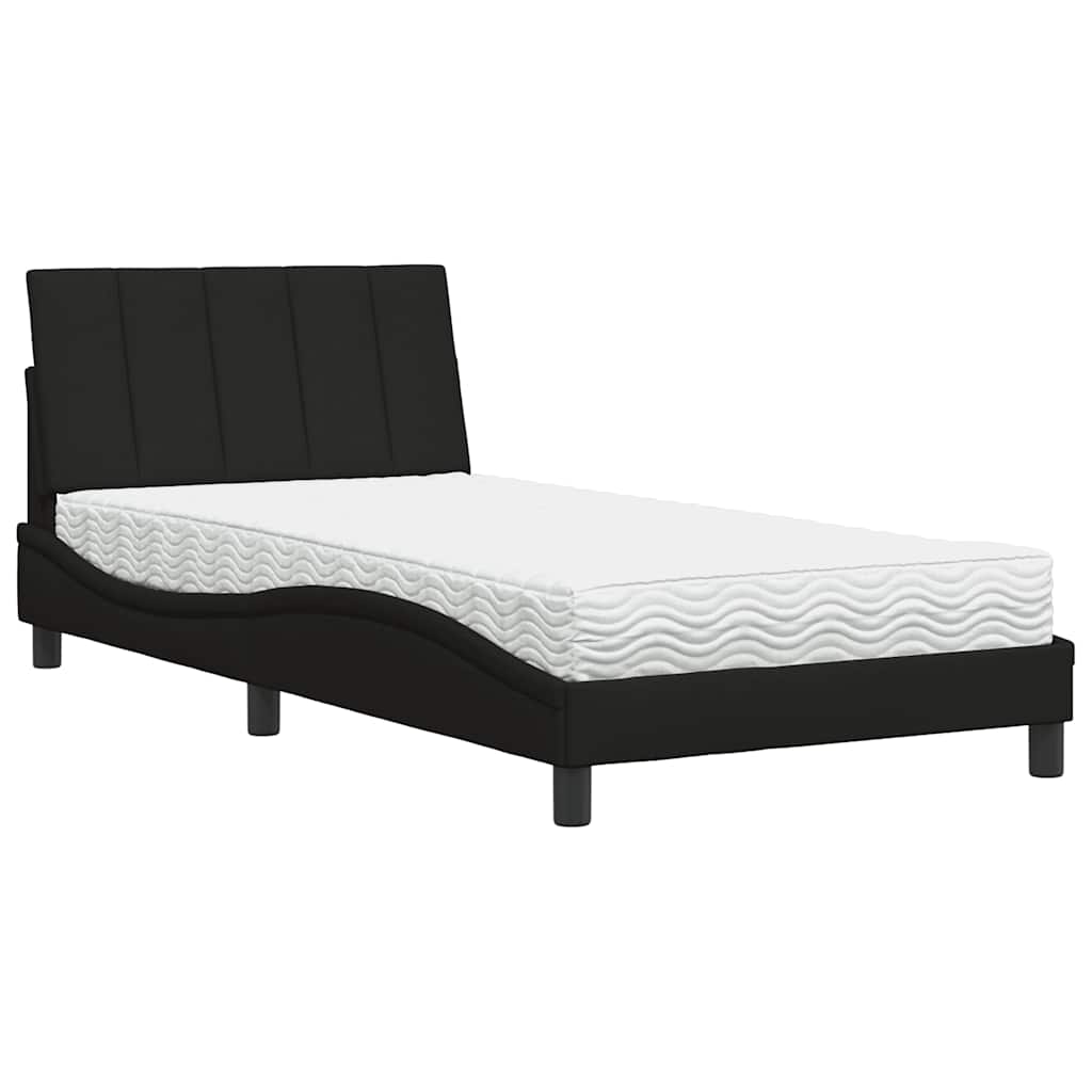 Krevet s madracem Hanko crni 100 x 200 cm od tkanine
