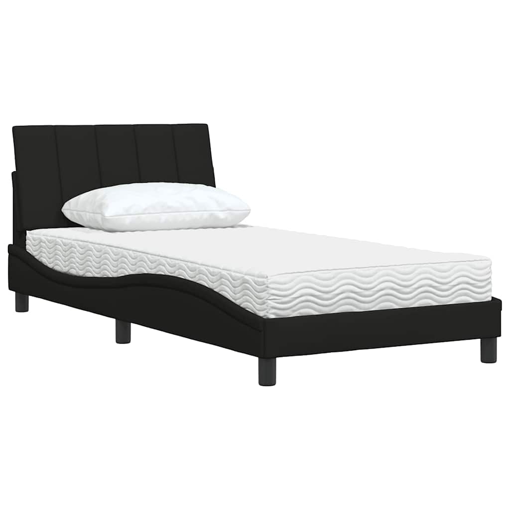 Krevet s madracem Hanko crni 100 x 200 cm od tkanine