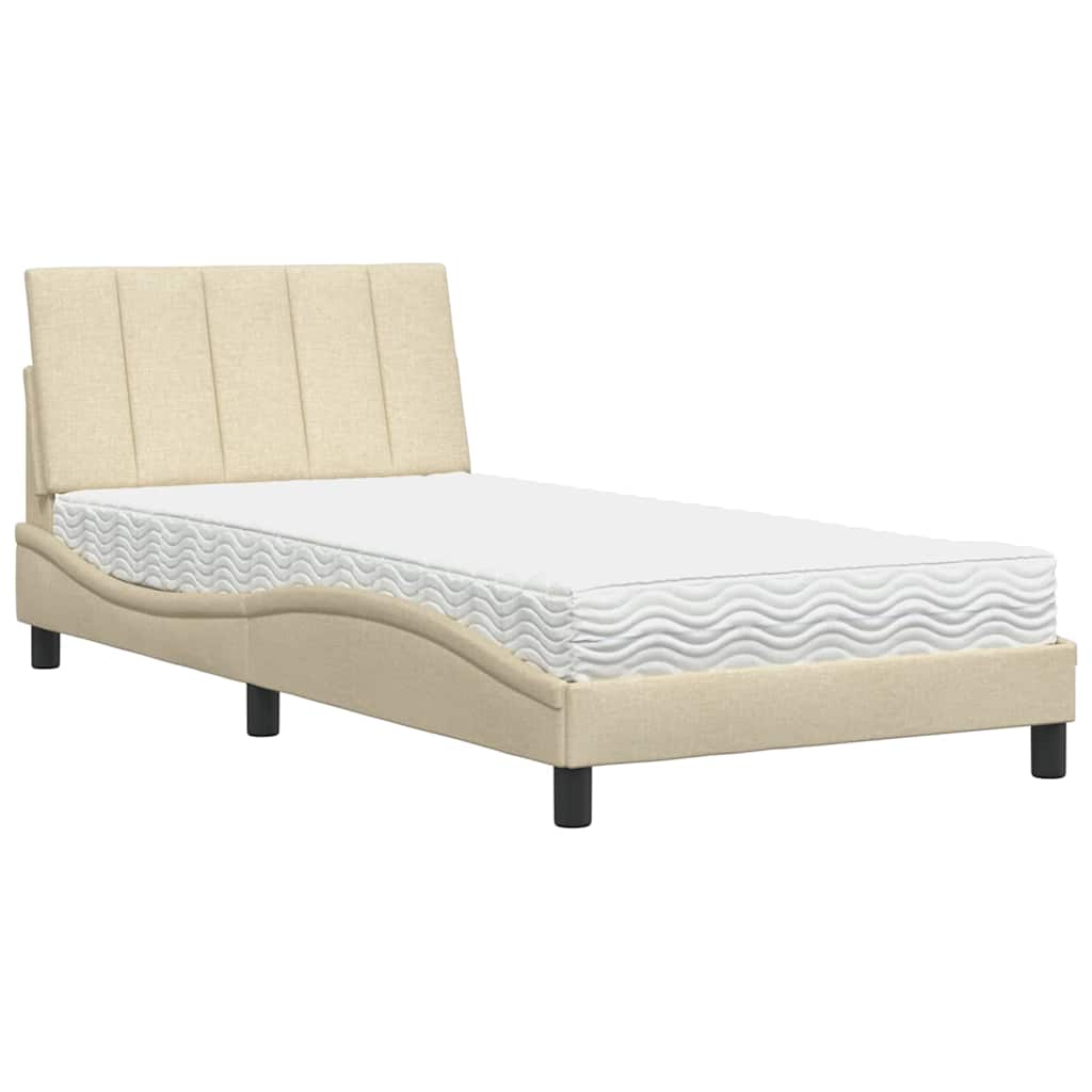 Krevet s madracem Hanko krem 100 x 200 cm od tkanine