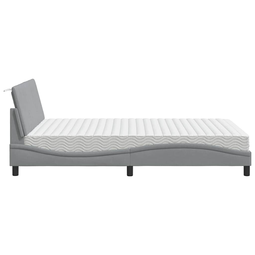 Krevet s madracem Hanko svjetlosivi 120 x 200 cm od tkanine
