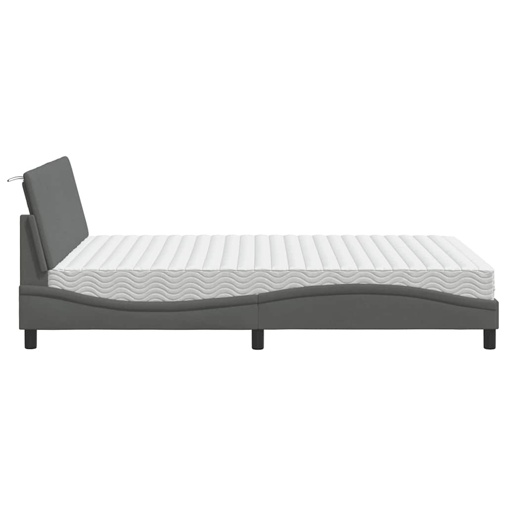 Krevet s madracem Hanko tamnosivi 120 x 200 cm od tkanine