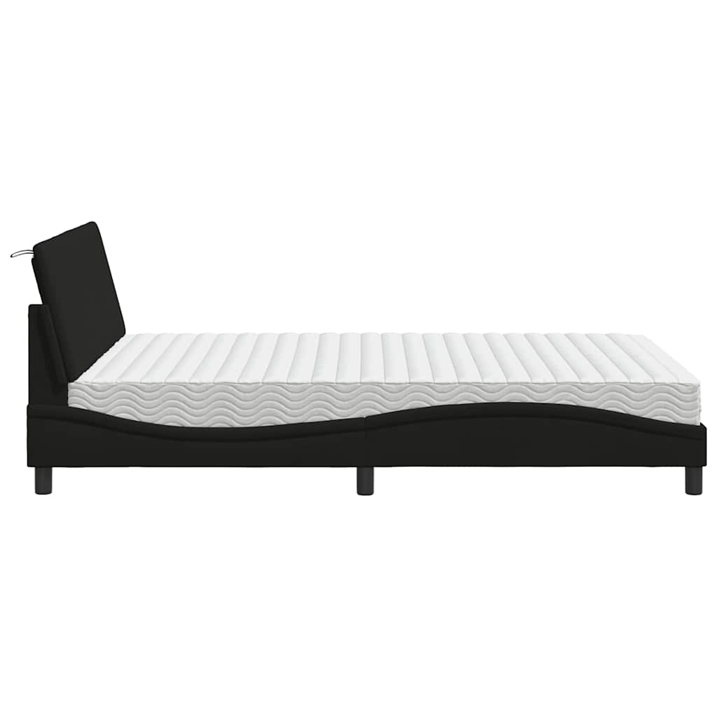 Krevet s madracem Hanko crni 140 x 190 cm od tkanine