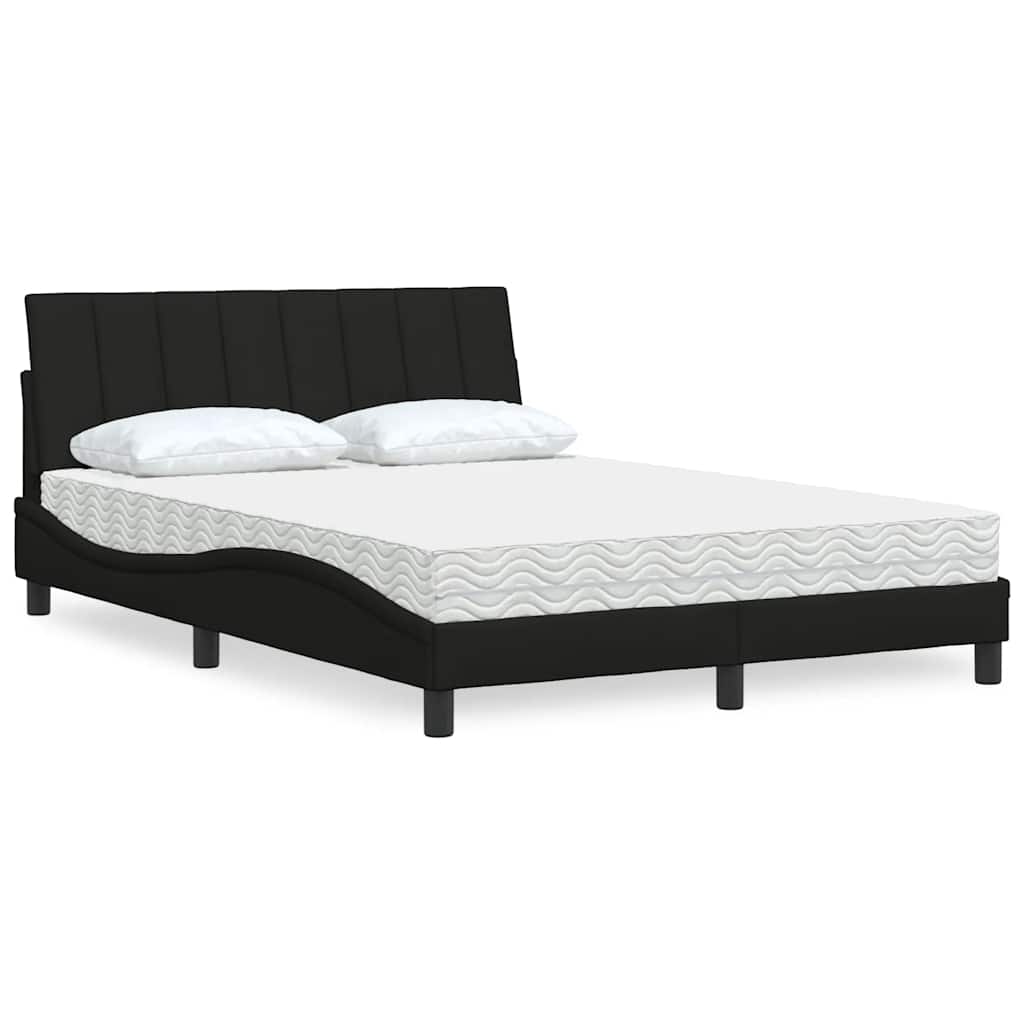 Krevet s madracem Hanko crni 140 x 190 cm od tkanine