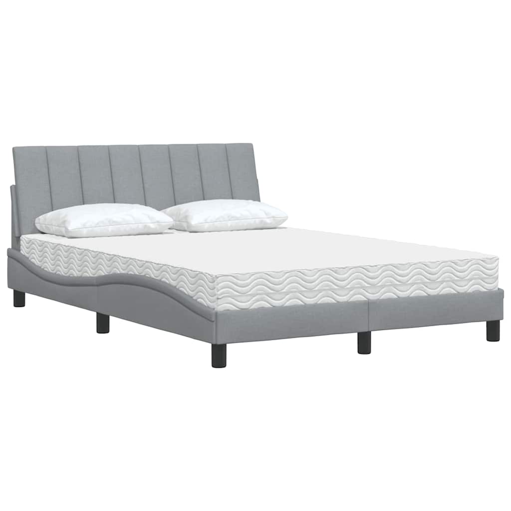 Krevet s madracem Hanko svjetlosivi 140x200 cm od tkanine