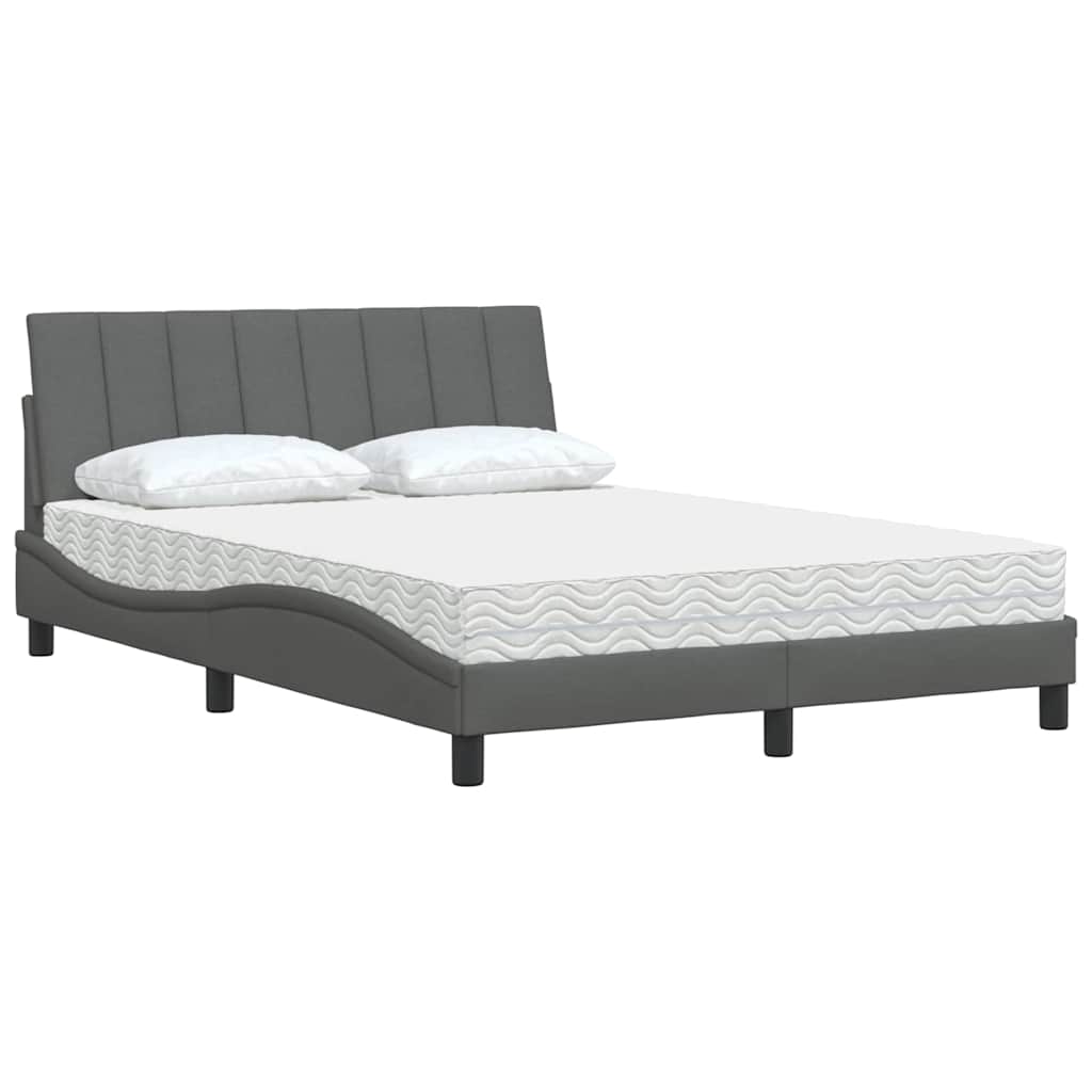 Krevet s madracem Hanko svjetlosivi 140x200 cm tkanina