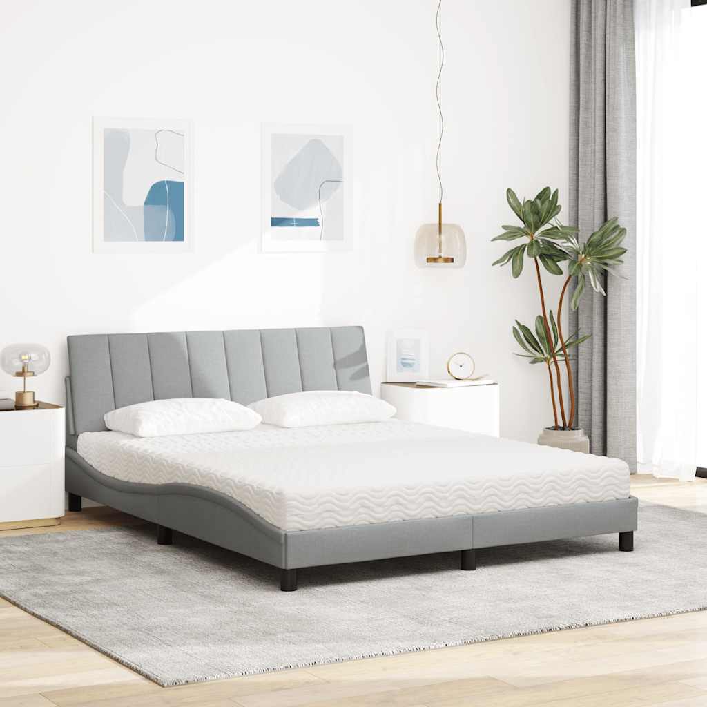 Krevet s madracem Hanko svjetlosiva 160x200 cm tkanina