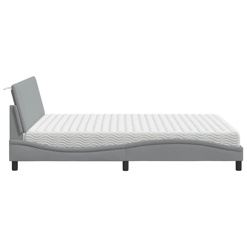Krevet s madracem Hanko svjetlosiva 160x200 cm tkanina