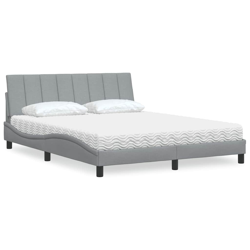 Krevet s madracem Hanko svjetlosiva 160x200 cm tkanina
