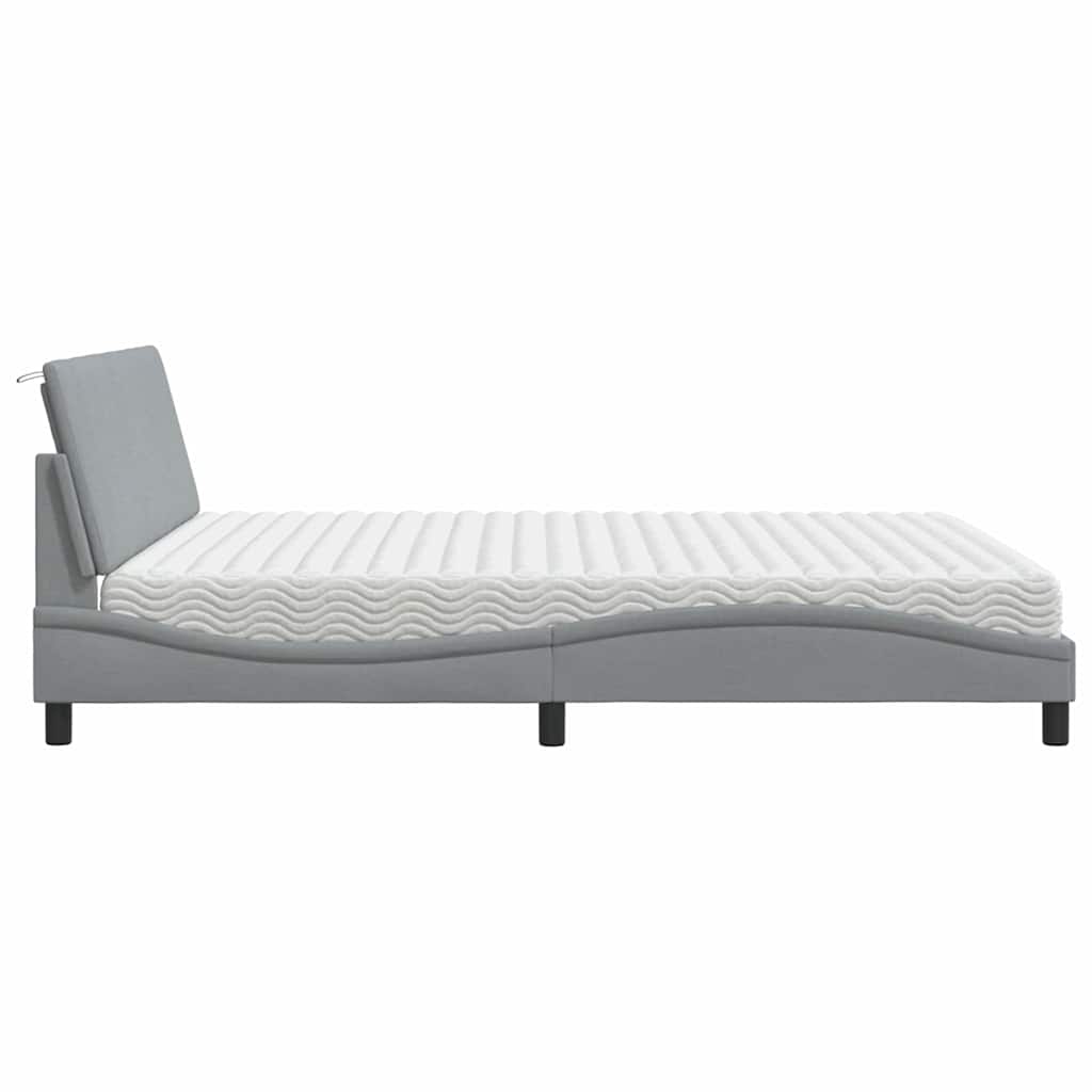 Krevet s madracem Hanko svjetlosivi 180x200 cm od tkanine