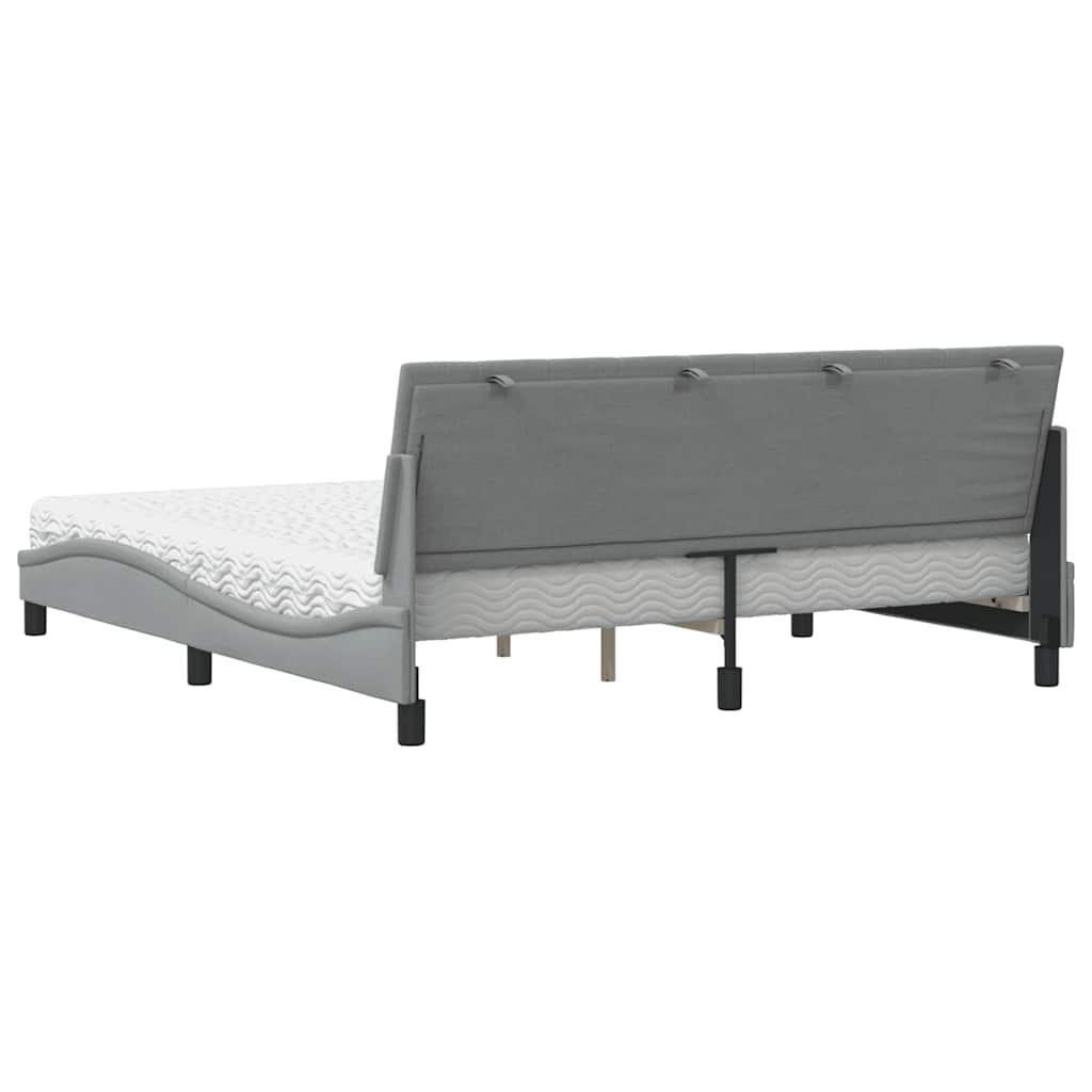 Krevet s madracem Hanko svjetlosivi 180x200 cm od tkanine