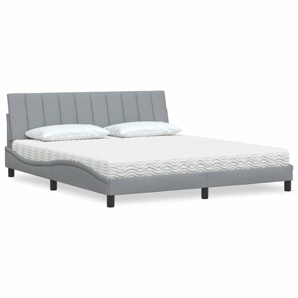 Krevet s madracem Hanko svjetlosivi 180x200 cm od tkanine