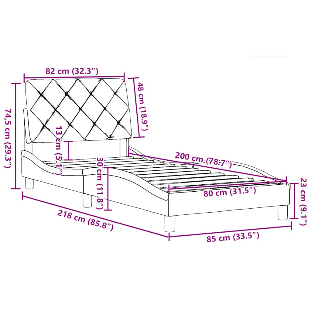 Okvir za krevet bez madraca plava 80x200cm od tkanine