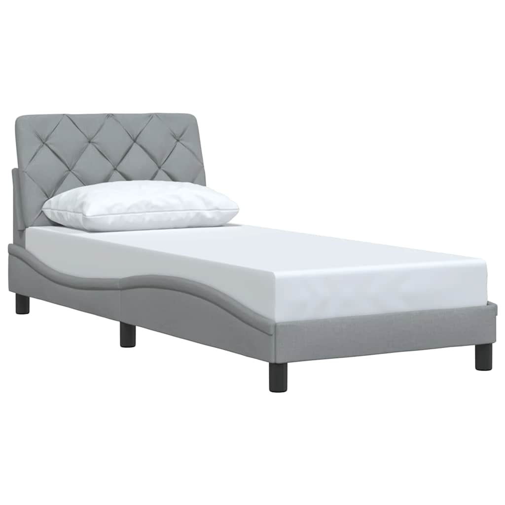 Okvir za krevet bez madraca svjetlosivi 90x190 cm od tkanine